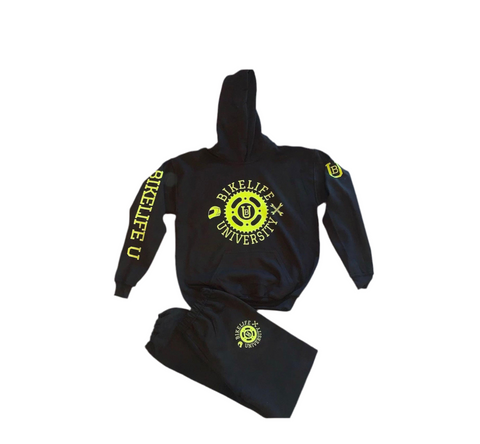 Kids  jogging suit Black w/ neon yellow